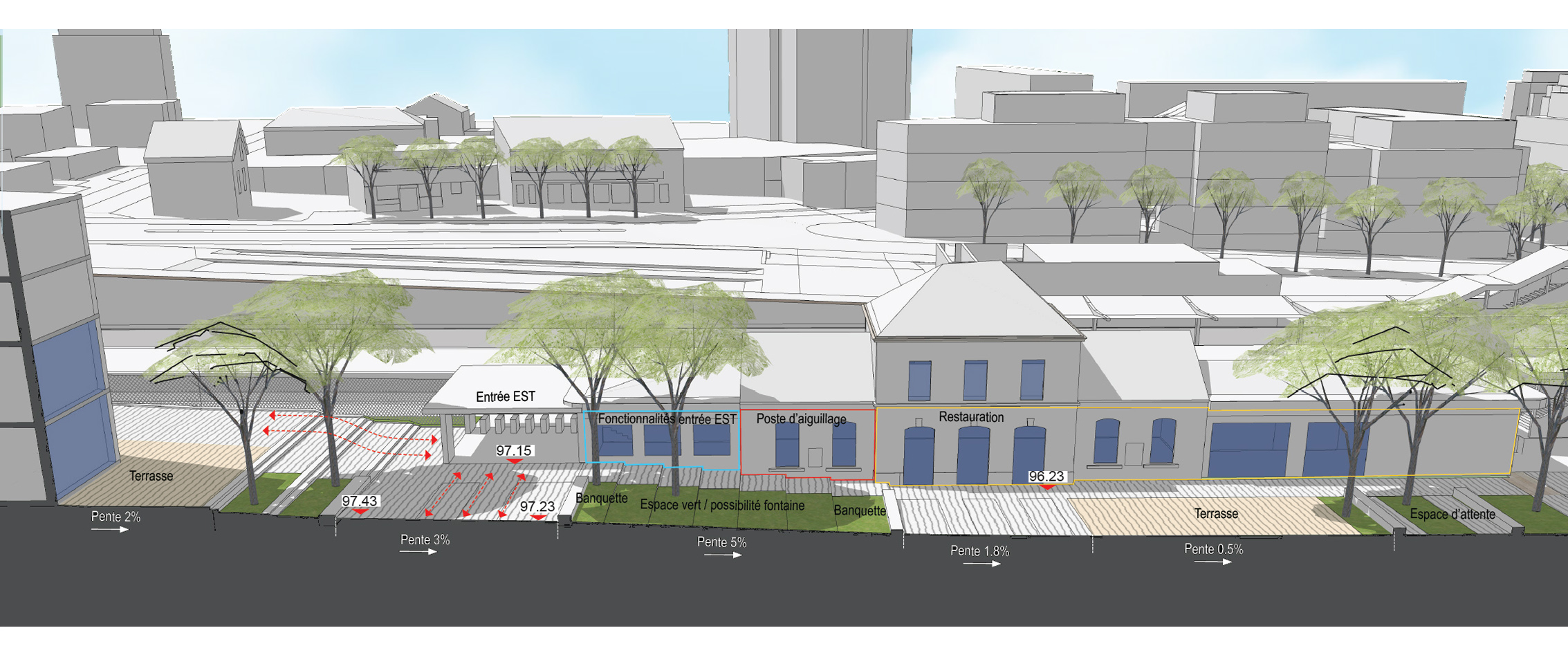 Étude de faisabilité des espaces publics de la place de la gare Robinson à Sceaux