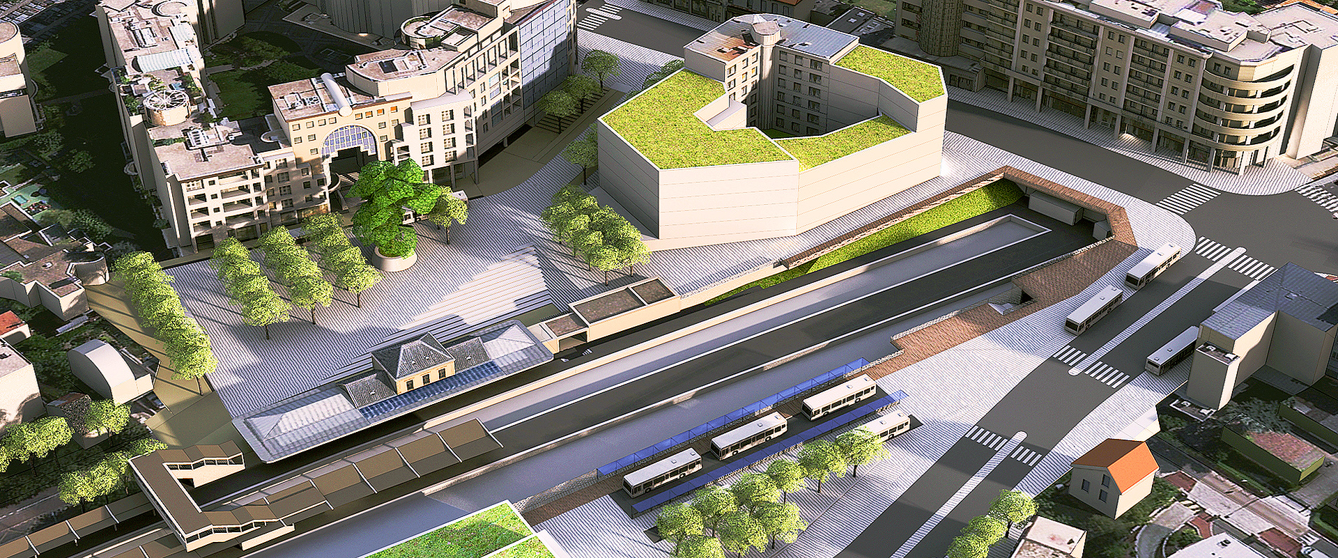 Aménagement des espaces publics du projet urbain des Quatre Chemins à Sceaux