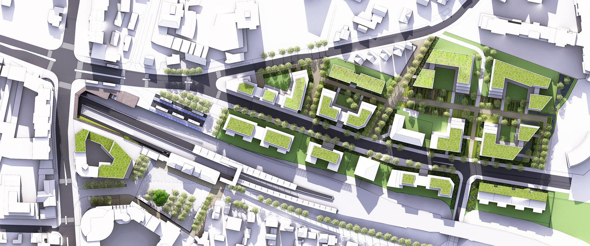 Aménagement des espaces publics du projet urbain des Quatre Chemins à Sceaux