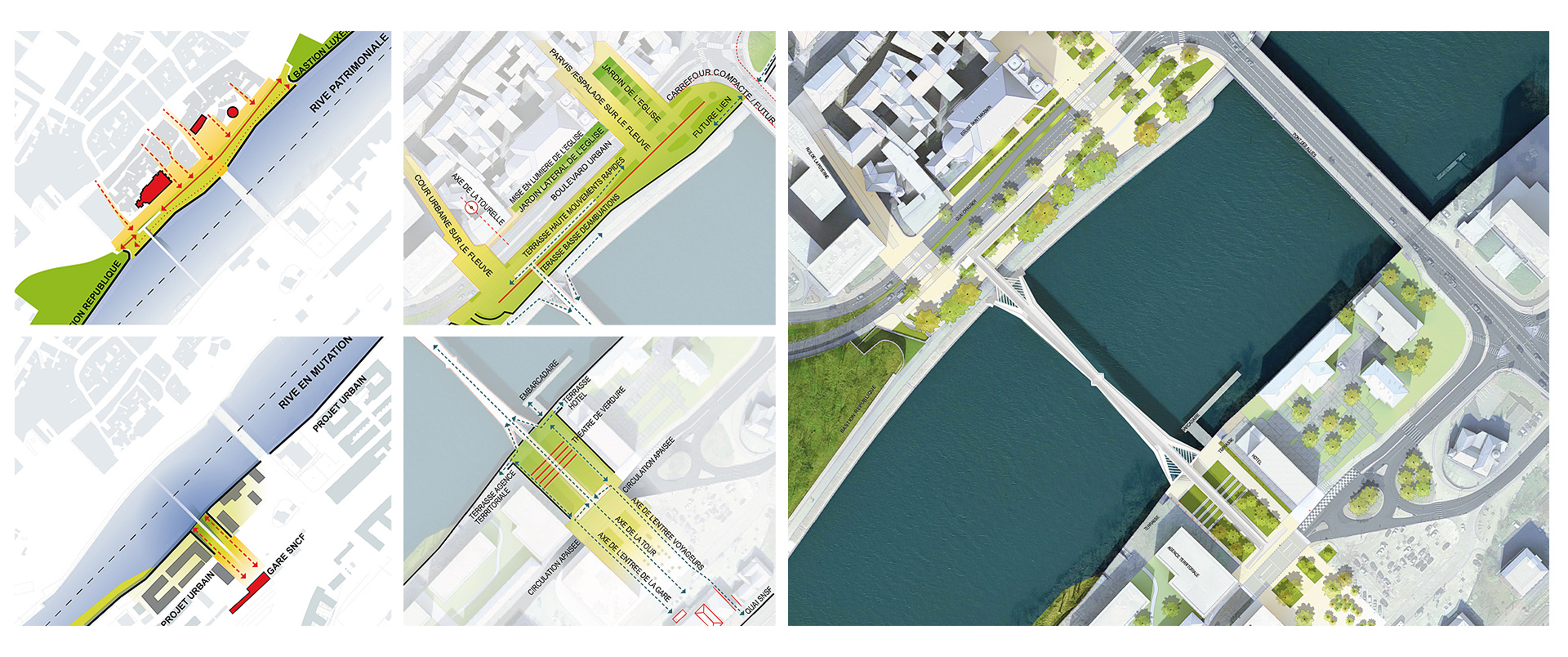 Aménagement des espaces publics en rives de la Moselle à Thionville / Construction d'une passerelle