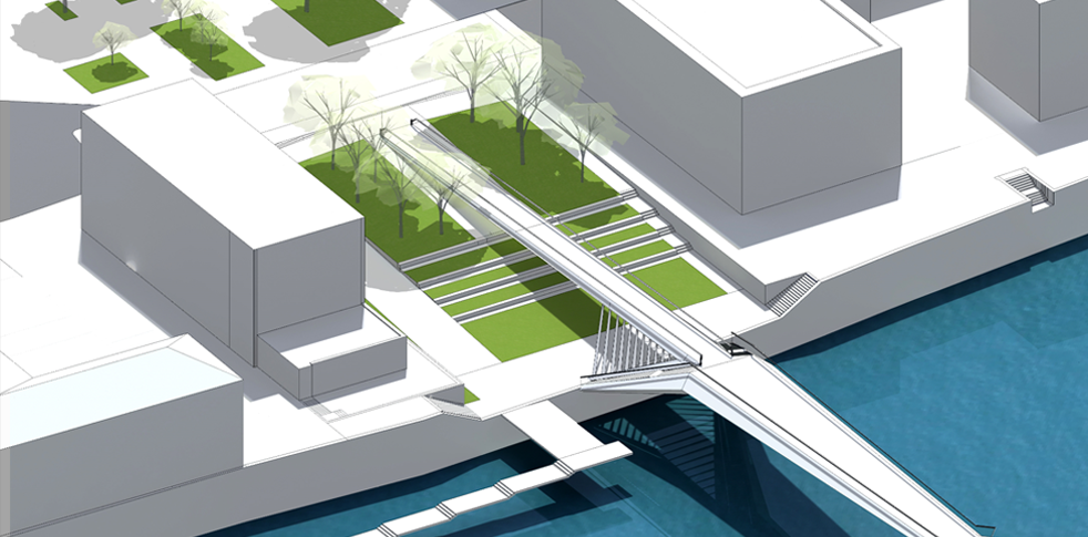 Aménagement des espaces publics en rives de la Moselle à Thionville / Construction d'une passerelle